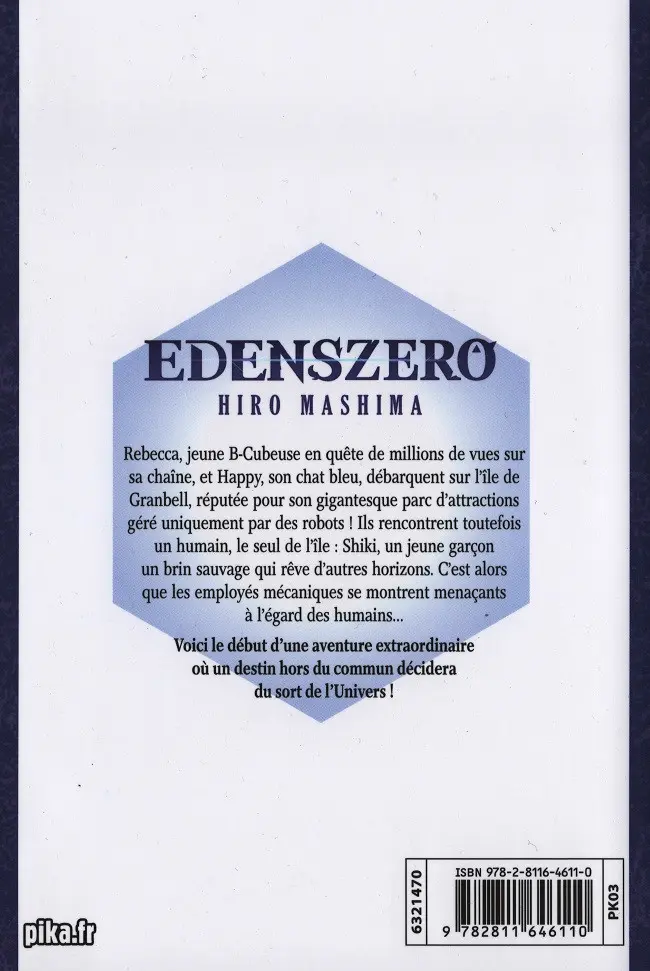 Verso de l'album Edens zero 1 Dans le ciel de Sakura
