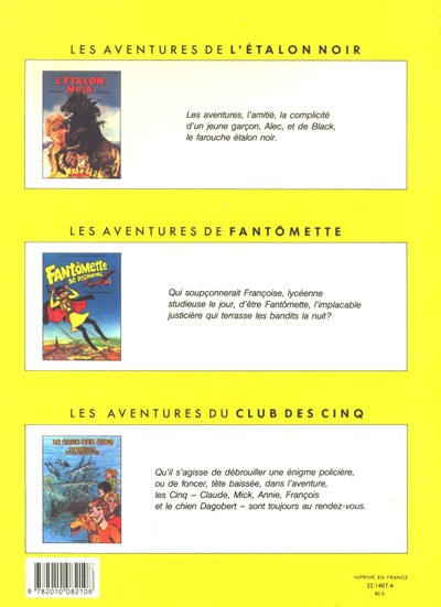 Verso de l'album Les aventures de Fantômette Tome 1 Fantômette se déchaîne