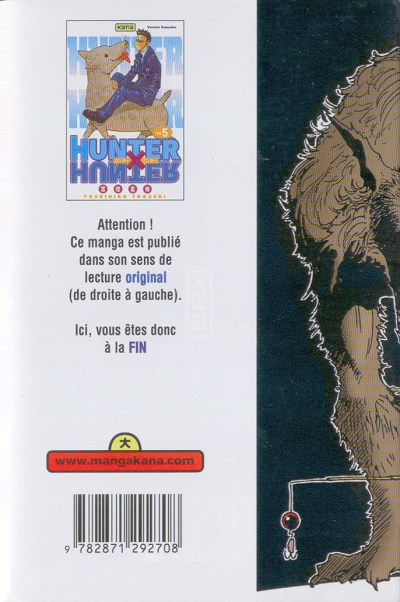 Verso de l'album Hunter X Hunter N° 5