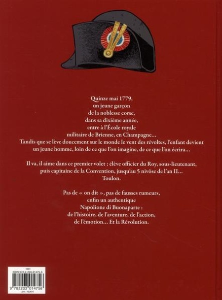 Verso de l'album Jacques Martin présente Napoléon Bonaparte Tome 1