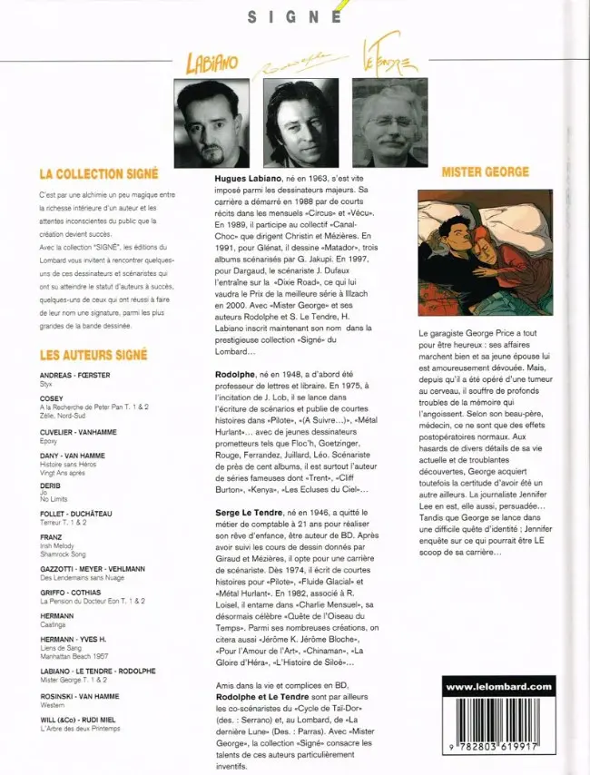 Verso de l'album Mister George Tome 2 Mister George 2