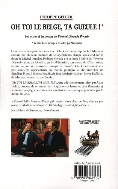 Verso de l'album Oh toi le Belge, ta gueule !