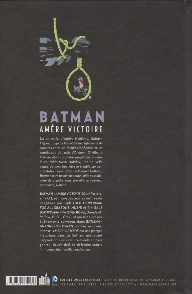 Verso de l'album Batman : Dark Victory Amère victoire