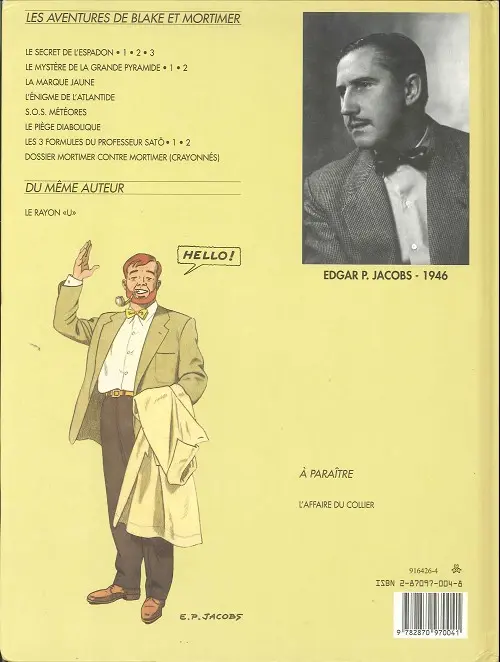Verso de l'album Blake et Mortimer Tome 2 Le Secret de l'Espadon