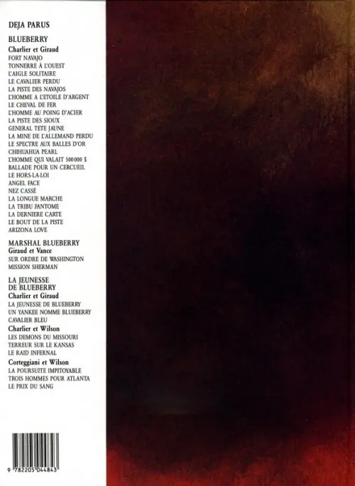 Verso de l'album La Jeunesse de Blueberry Tome 1