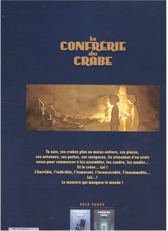 Verso de l'album La Confrérie du crabe Tome 1 Première partie