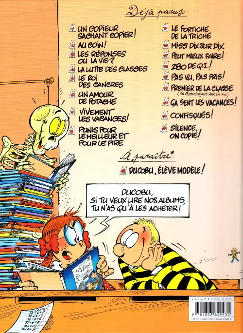 Verso de l'album L'Élève Ducobu Tome 7 Vivement les vacances !