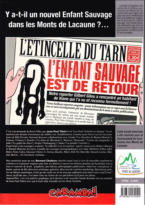Verso de l'album Les aventures de Léonide et Raphaël Traque dans les monts de Lacaune