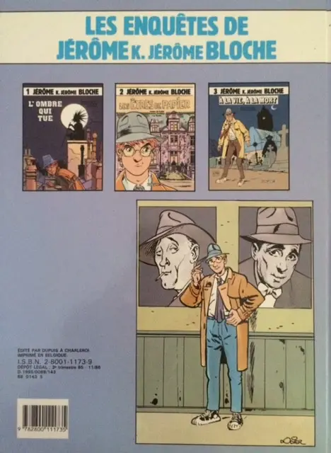 Verso de l'album Jérôme K. Jérôme Bloche Tome 1 L'ombre qui tue