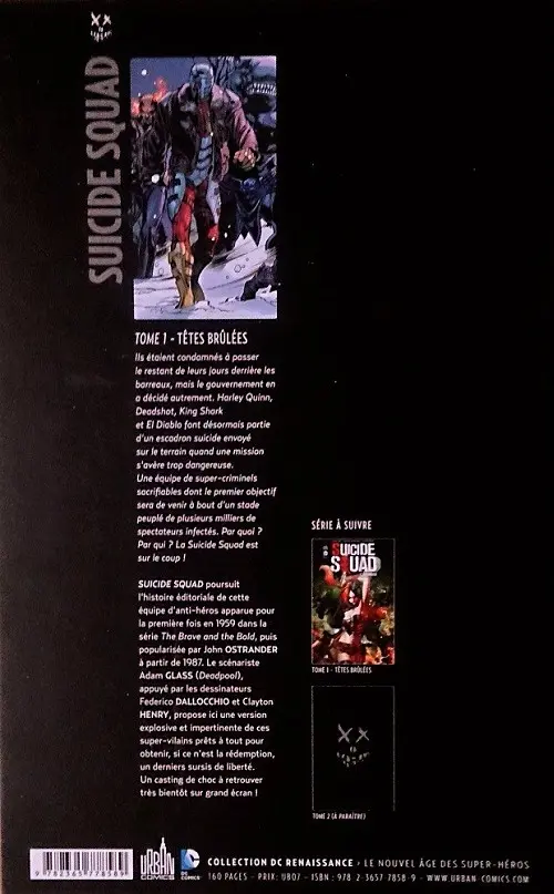 Verso de l'album Suicide Squad Tome 1 Têtes brûlées