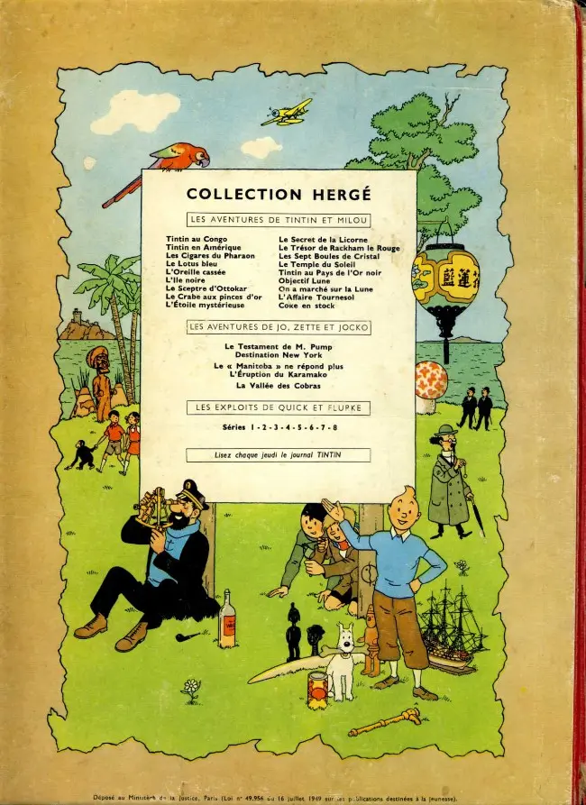 Verso de l'album Tintin Tome 3 Tintin en Amérique