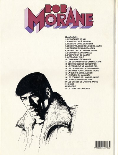 Verso de l'album Bob Morane Tome 40 Snake
