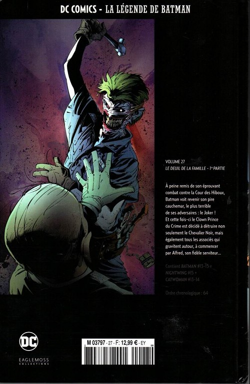 Verso de l'album DC Comics - La Légende de Batman Volume 27 Le deuil de la famille - 1re partie