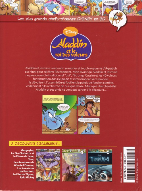Verso de l'album Les plus grands chefs-d'œuvre Disney en BD Tome 54 Aladdin et le roi des voleurs