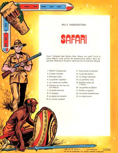 Verso de l'album Safari Tome 19 La vipère jaune