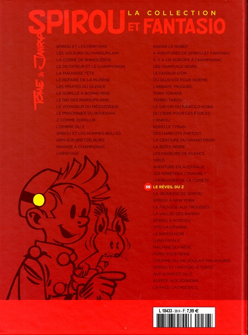 Verso de l'album Spirou et Fantasio La collection Tome 39 Le réveil du Z