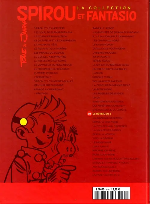 Verso de l'album Spirou et Fantasio La collection Tome 39 Le réveil du Z