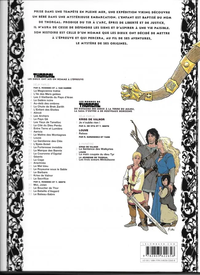 Verso de l'album Thorgal Tome 30 Moi, Jolan