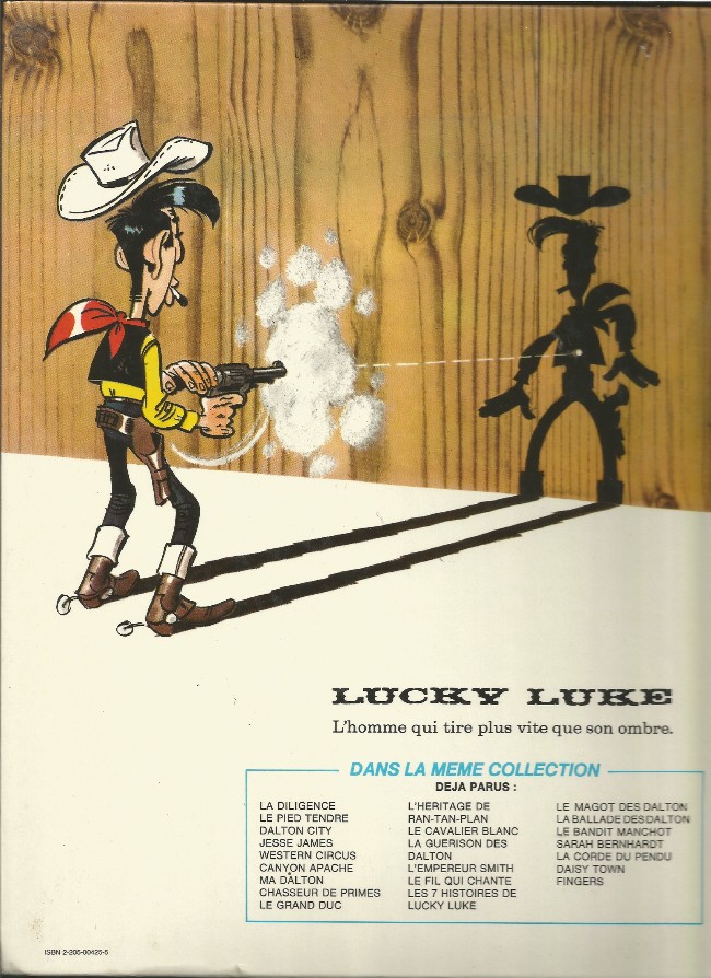 Verso de l'album Lucky Luke Tome 36 western circus