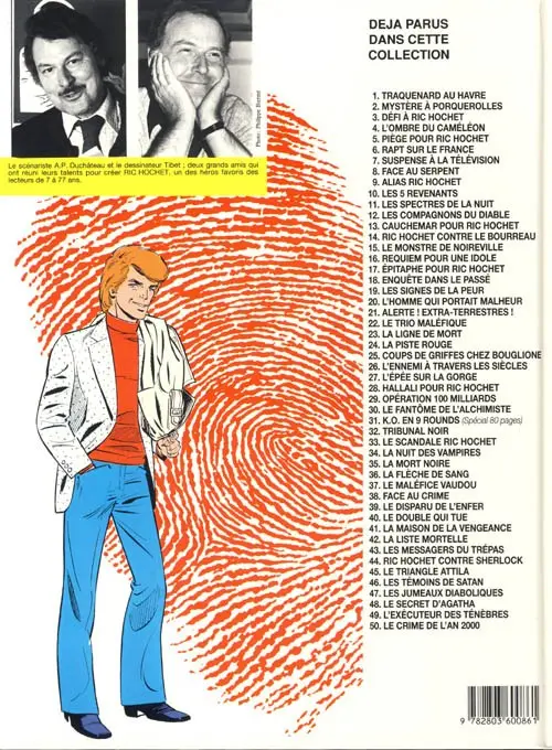 Verso de l'album Ric Hochet Tome 15 Le Monstre de Noireville