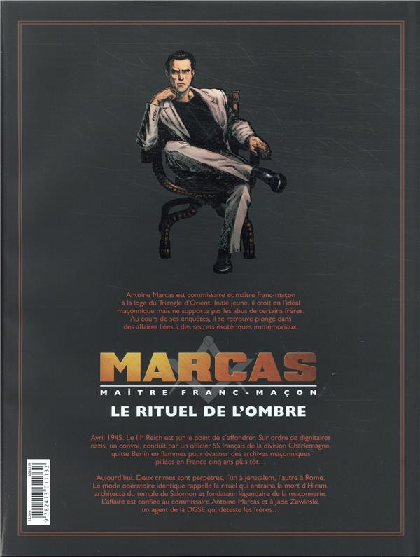 Verso de l'album Marcas, maître franc-maçon Le rituel de l'ombre