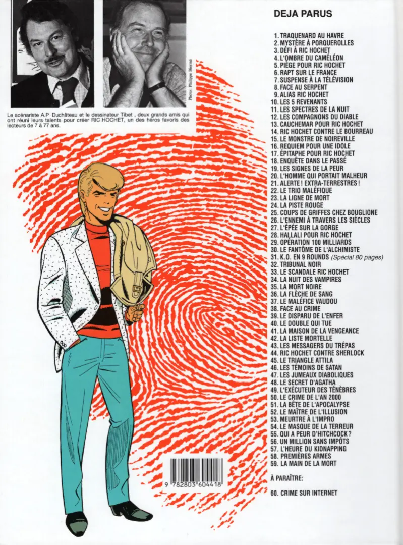 Verso de l'album Ric Hochet Tome 38 Face au crime