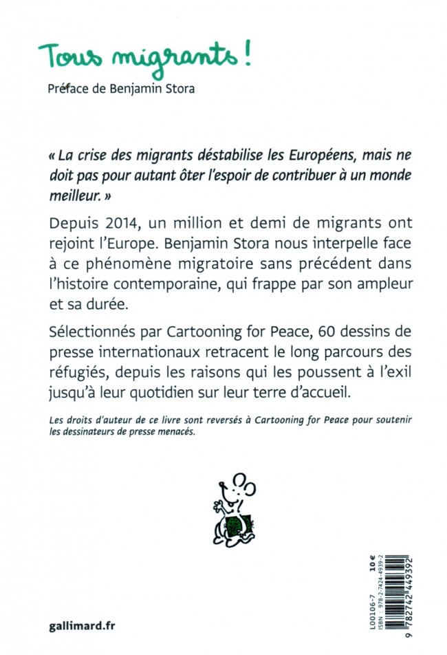 Verso de l'album Cartooning for Peace Tous migrants !