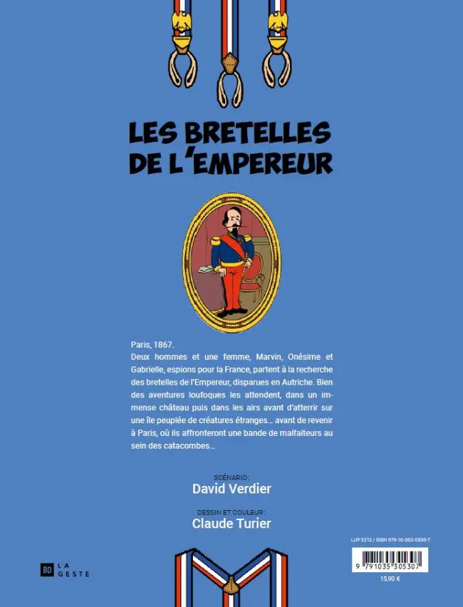 Verso de l'album Les aventures du Trio GOM Tome 1 Les bretelles de l'Empereur