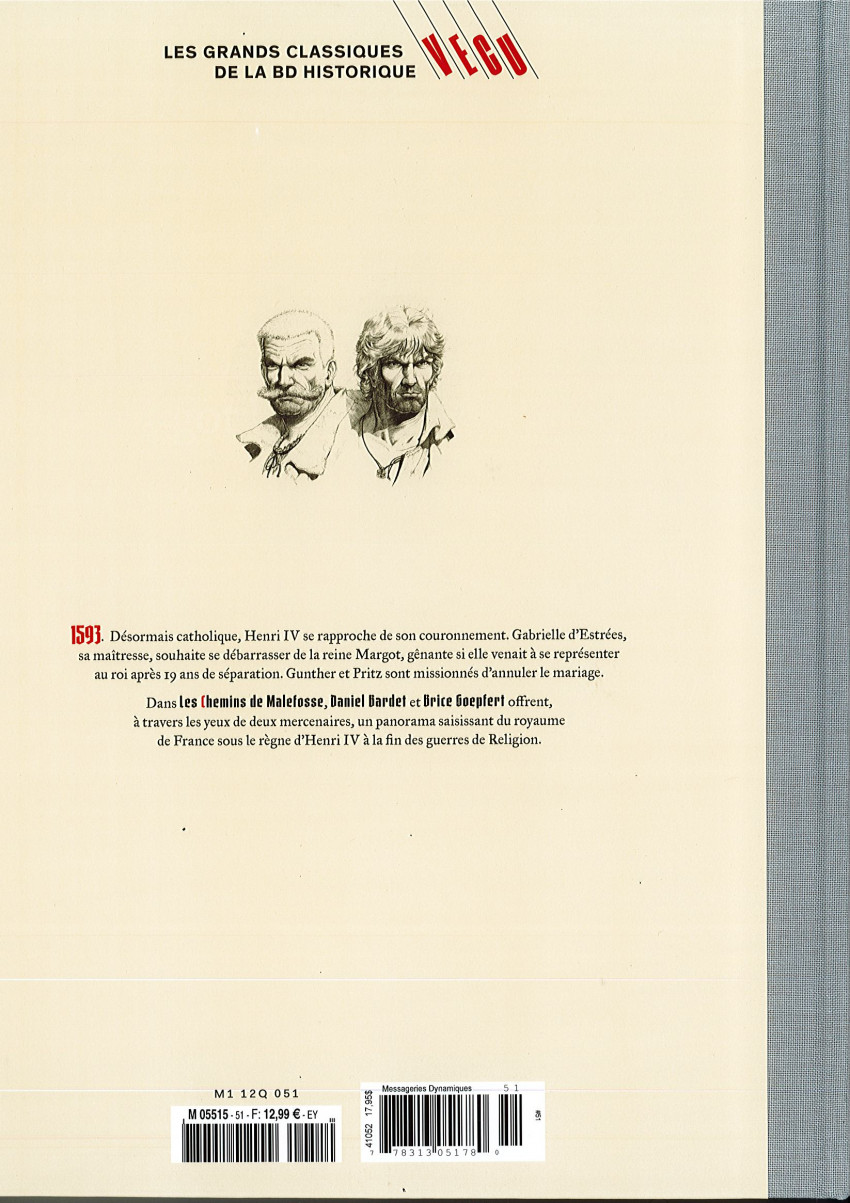 Verso de l'album Les grands Classiques de la BD Historique Vécu - La Collection Tome 52 Les Chemins de Malefosse - Tome XV : Margot !