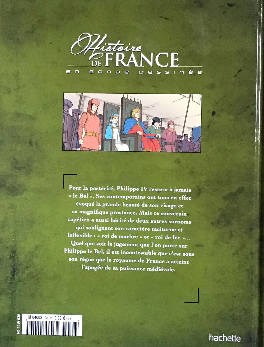 Verso de l'album Histoire de France en bande dessinée Tome 16 Philippe le Bel, des Templiers aux rois maudits 1285-1314