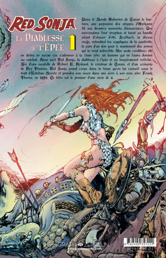 Verso de l'album Les Aventures Originales - Red Sonja, la diablesse à l'épée Volume 1 Les Années Marvel
