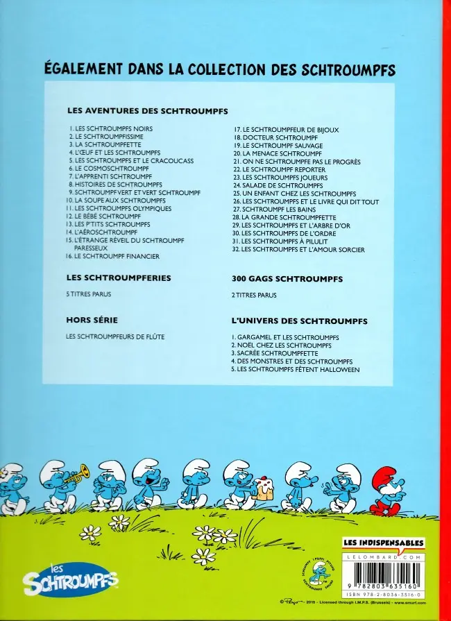 Verso de l'album Les Schtroumpfs Tome 14 L'Aéroschtroumpf