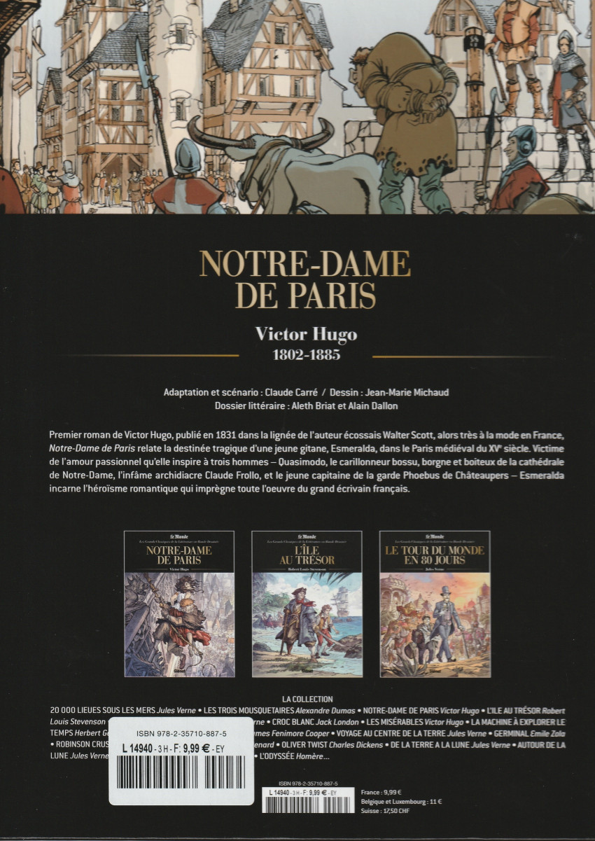 Verso de l'album Les Grands Classiques de la littérature en bande dessinée Tome 3 Notre Dame de Paris