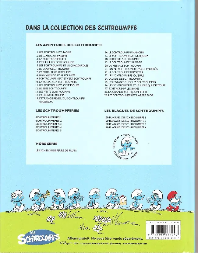 Verso de l'album Les Schtroumpfs Tome 15 L'étrange réveil du Schtroumpf paresseux