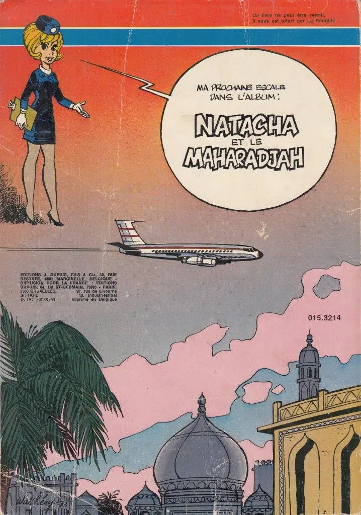 Verso de l'album Natacha Tome 1 Hôtesse de l'air