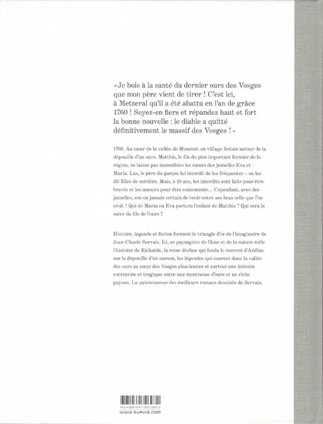 Verso de l'album Le fils de l'ours
