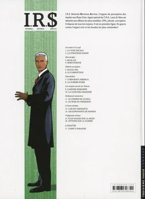 Verso de l'album I.R.$. Tome 12 Au nom du président