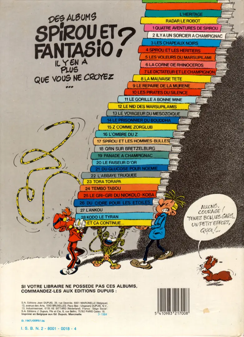 Verso de l'album Spirou et Fantasio Tome 16 L'ombre du Z