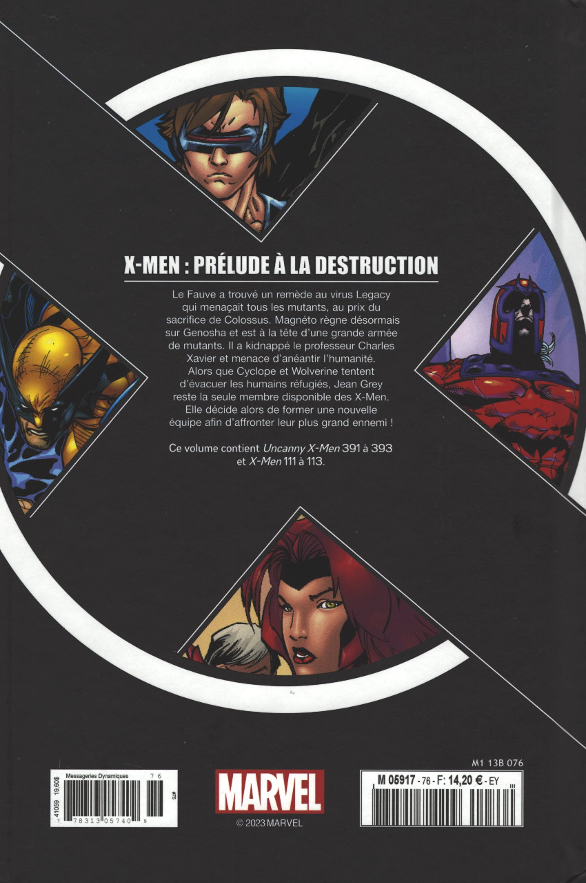Verso de l'album X-Men - La Collection Mutante Tome 76 Prélude à la destruction