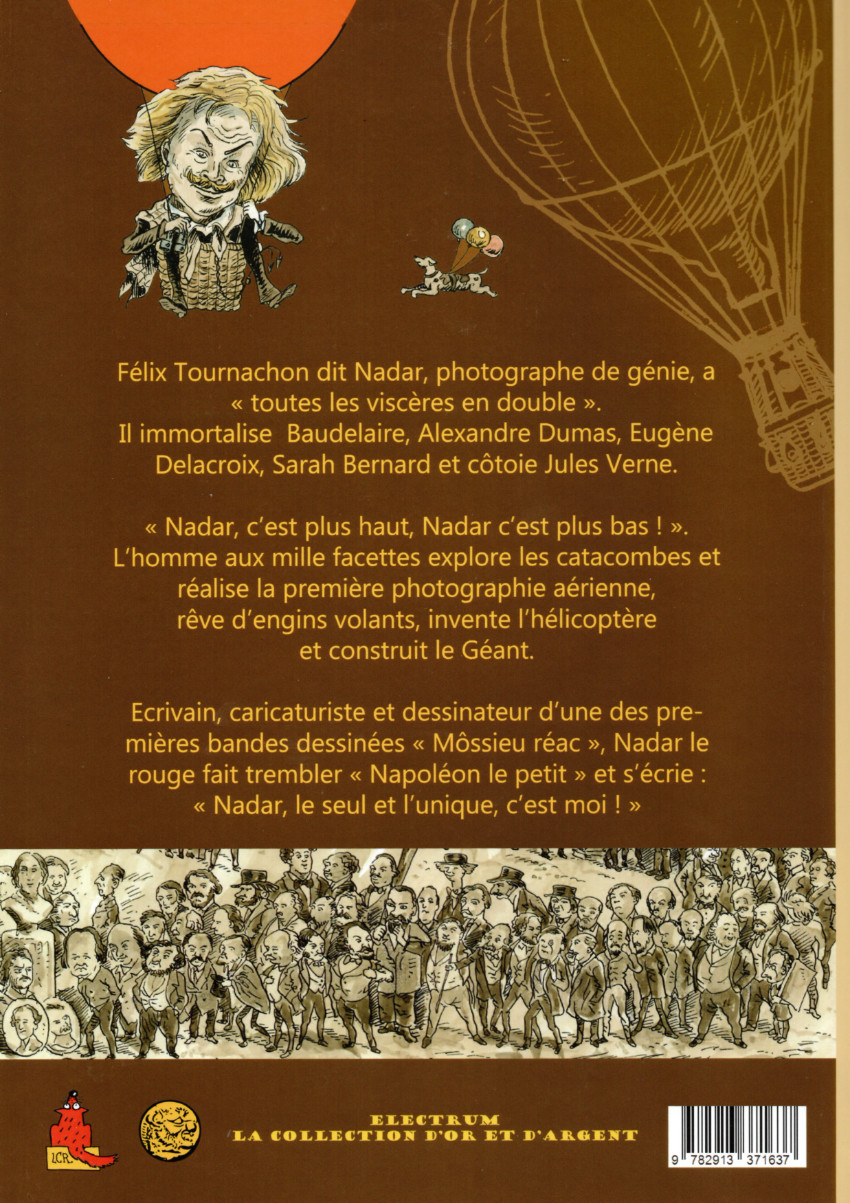Verso de l'album Les aventures extraordinaires de Félix Tournachon, dit : Nadar