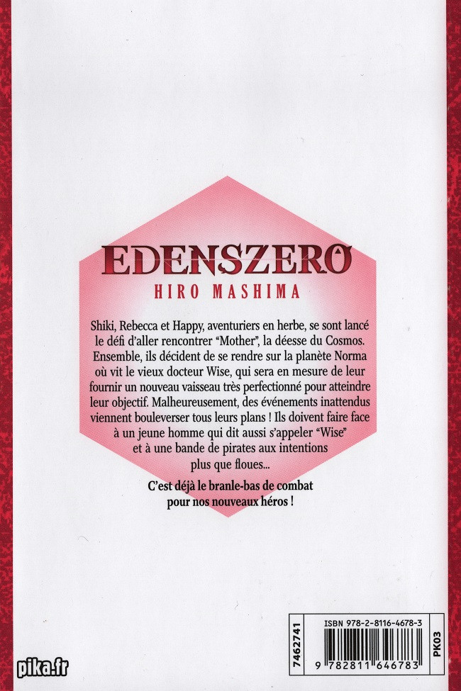 Verso de l'album Edens zero 2 Larmes de métal