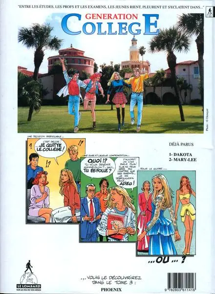Verso de l'album Génération collège Tome 2 Mary-Lee