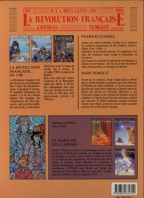 Verso de l'album La Révolution française Tome 3 Les lumières et la poudre