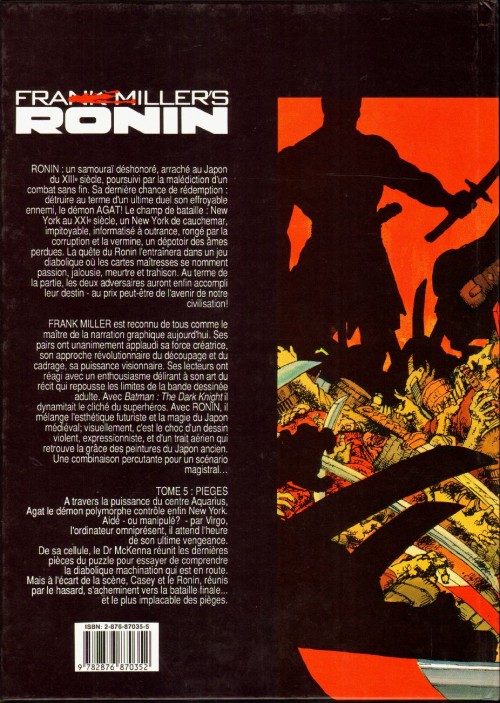 Verso de l'album Ronin Tome 5 Pièges