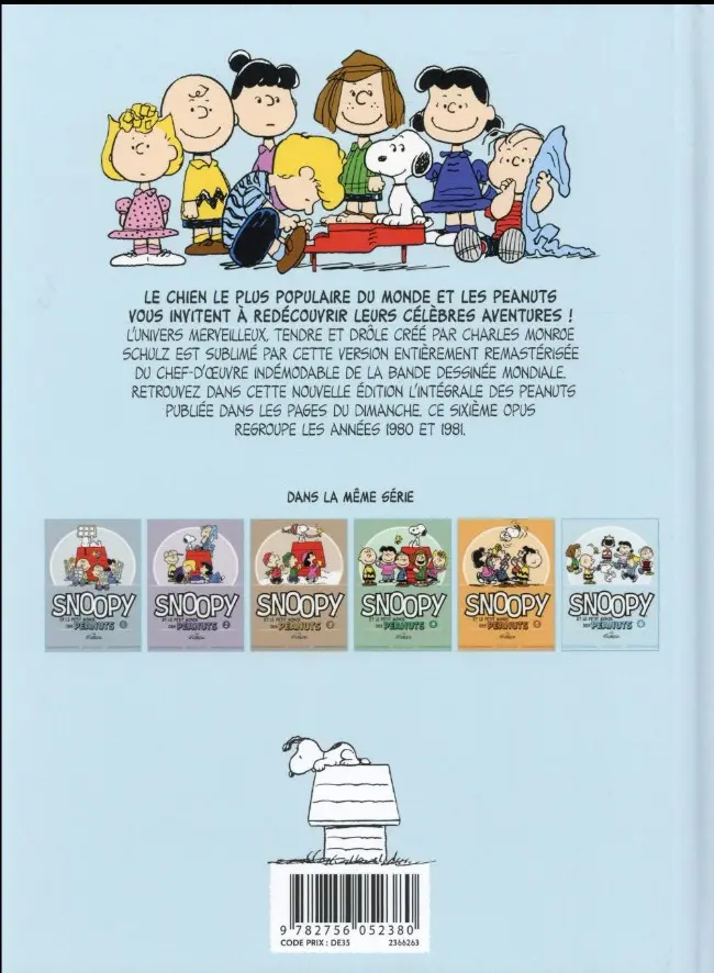Verso de l'album Snoopy et le Petit Monde des Peanuts Tome 6