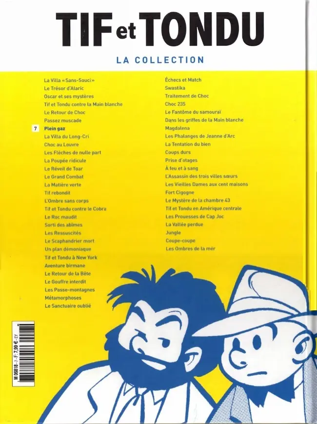 Verso de l'album Tif et Tondu La collection Tome 7 Plein gaz