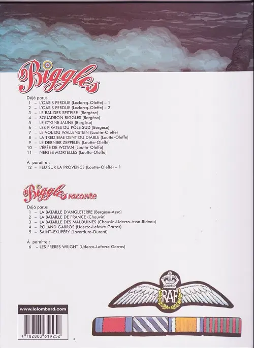 Verso de l'album Biggles Tome 1 Le cygne jaune
