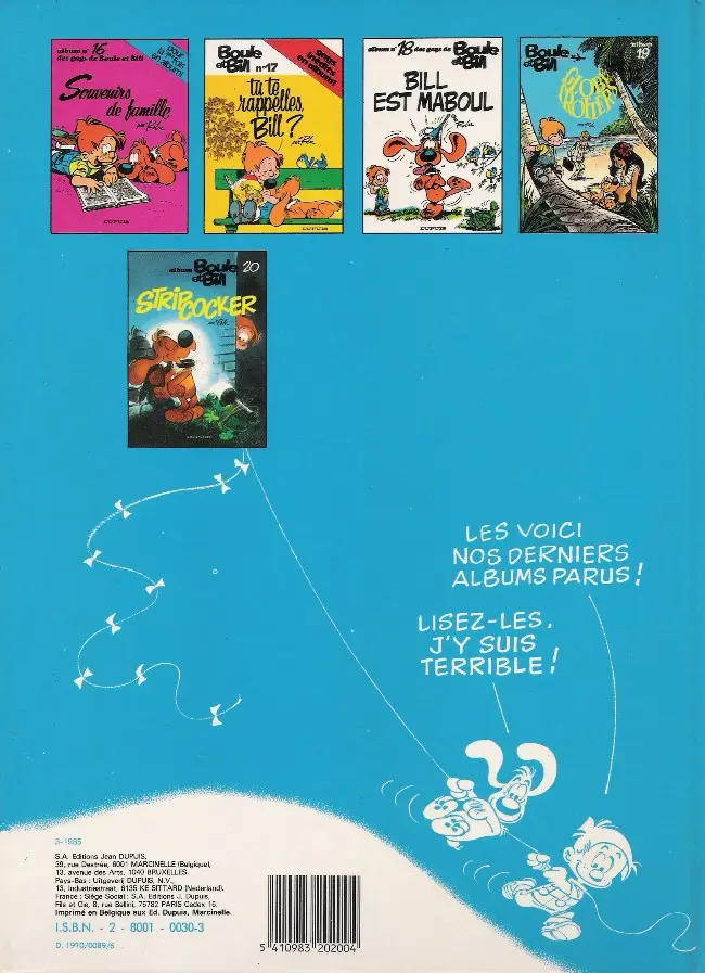 Verso de l'album Boule & Bill Tome 1 60 gags de Boule et Bill