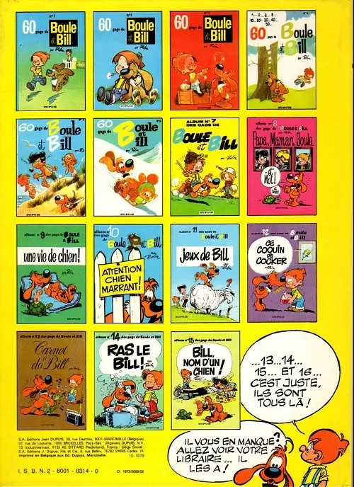 Verso de l'album Boule & Bill Tome 9 Une vie de chien !