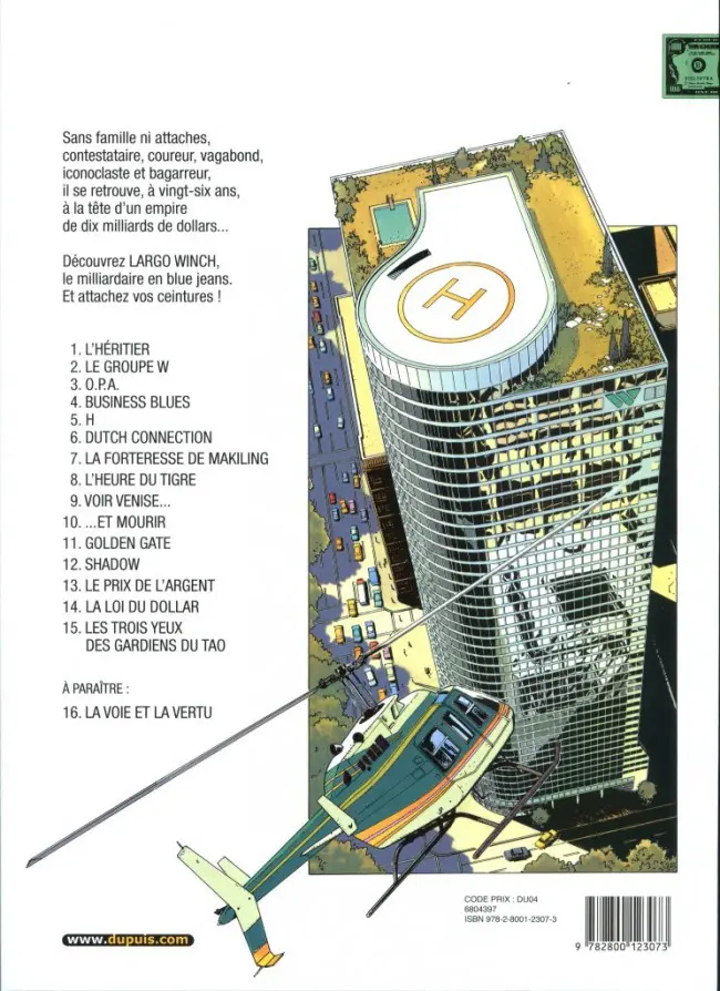 Verso de l'album Largo Winch Tome 7 La forteresse de Makiling